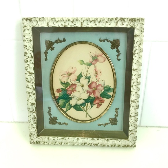 Vintage Other - Vintage 60’s floral roses filigree shadow box art